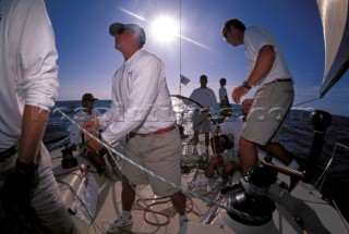 Crew on board Farr 40 racing yacht