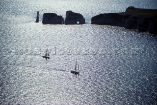 Yachts passing the Needles