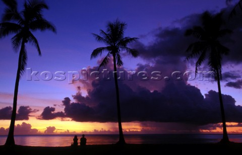 Sunset on Matira Beach  Bora Bora French Polynesia