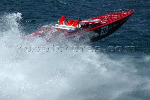 30504 Valletta Malta Winning boat Thuraya from Rome flys off the waves in Malta to take the first ch