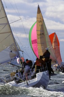 Boats and crews race down wind