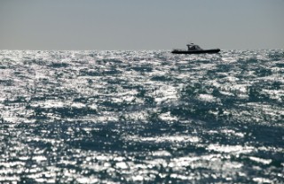 Key West Race Week 2005. Rough texture seascape with waves. RIB solitude.