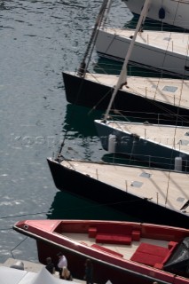Graphic bows of the Wally fleet at the Monaco Yacht Show