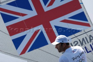Ben Ainslie leading the Finn Class at 2008 Olympics at Qingdao China