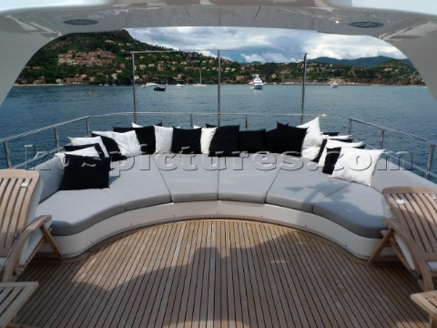 Superyacht in the Mediterranean Cushions and sunbathing area