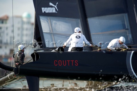 AMERICAS CUP WORLD SERIES PLYMOUTH UK SEPTEMBER 14TH 2011 Oracle Racing Coutts  AC45  the fleet race