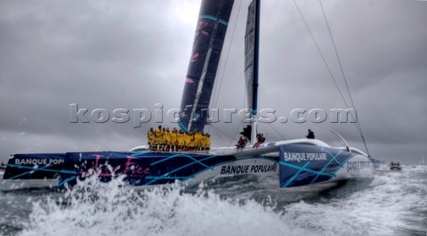 BREST FRANCE  7th JANUARY 2012 Maxi Banque Populaire V FRA the 140 foot trimaran skippered by Loick 