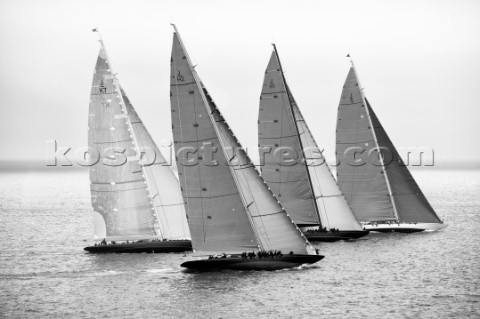 Start line of the J Class regatta Falmouth Rainbow Velsheda Lionheart
