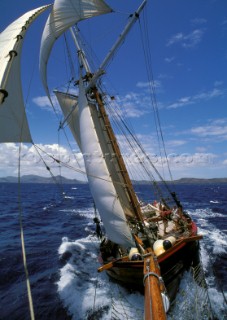 Classic yacht from the bow