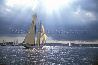 Classics Sailing during the Nioulargue in St Tropez Classic sailing in the Nioulargue, Mediterranean