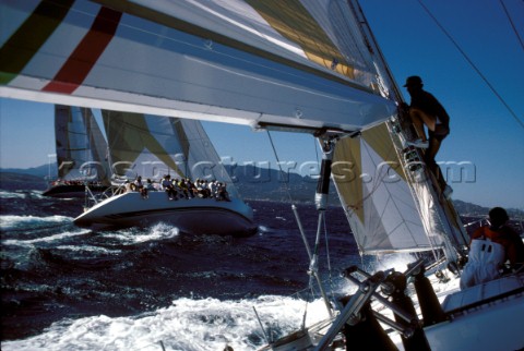 Onboard Il Moro di Venezia during the Maxi Worlds in Sardinia