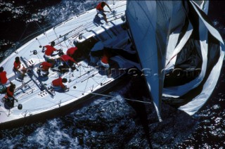 Aerial view of working crew