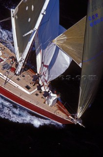 Spinnaker drip aboard Swan 68 Y2K