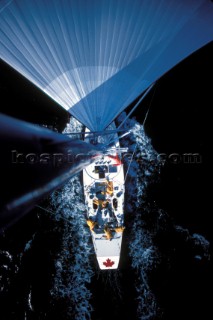 Aerial view of Canadian AmericaÕs Cup boat