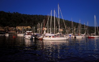 Moored yachts in harbour, Antigua, Caribbean