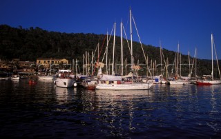 Moored yachts in harbour, Antigua, Caribbean