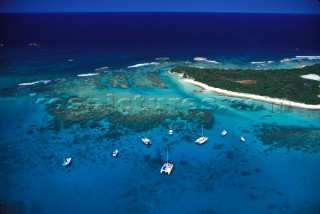 St Maarten Boats anchored in shallow water off St Martin