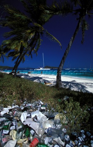 Garbage and rubbish on the beach