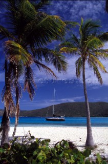 A yacht at anchor off Eustacia Island in the British Virgin Islands