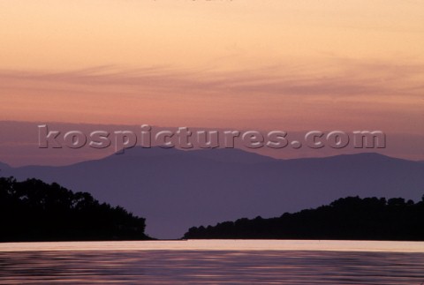 Sunset Argolis Peninsula Peloponnese  Greece