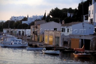 Fishing boats moored in old harbour