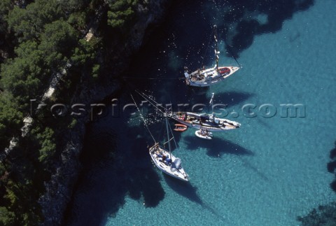 Yachts anchored in clear water Mallorca