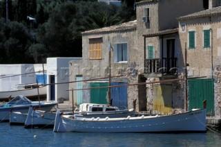 Fishing boats moored in old harbour