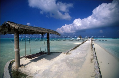 Jetty leading to dock Maldives