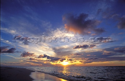 Sunset on a Maldives beach