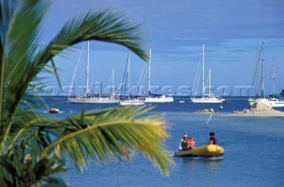 Family in RIB, Musket Harbour, Fiji