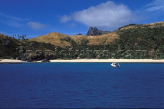 White, sandy beach on Fiji coastline