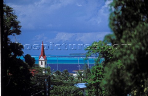View of Tahitian town Tahiti Polynesia