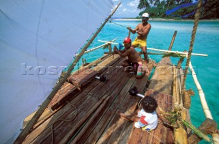 Crew on local fishing boat, French Polynesia