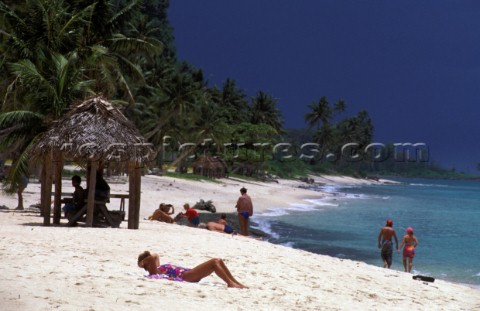 Sunbathing on the beach  Western Samoa