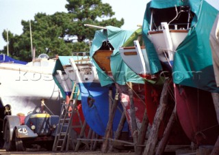 Boats on the hard at Bosham, England