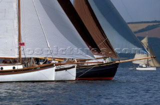 Classic yawls racing in a local regatta, Devon, UK