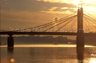 Sunset at Albert Bridge on the River Thames in London, UK