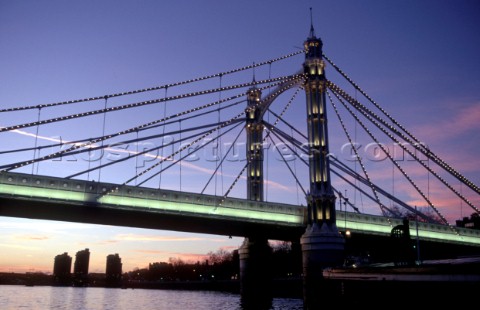 Albert Bridge at sunset on the river Thames London