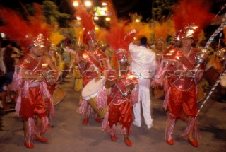 Colours and costumes at the Mardi Gras Carnival Celebration Rio de Jiniero Brazil