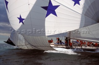 Endeavour under spinnaker AC 150th Jubilee Classic J Class yacht Valsheda under spinnaker   Classic J Class yacht Valsheda under spinnaker   Classic J Class yacht Valsheda under spinnaker