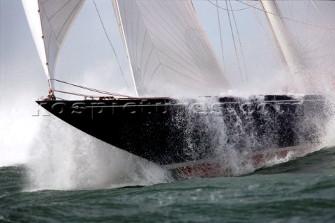 Bow of J Class Endeavour in Big Seas