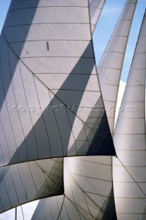 Graphic classic yacht sails during the Americas Cup Jubilee 2001