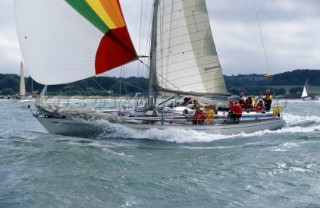 Swan 51 Formosa sailing down wind in the Solent during the Round the Island Race