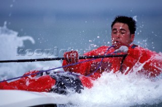 Dinghy sailor get a soaking