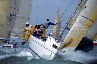 Crew round the windward mark