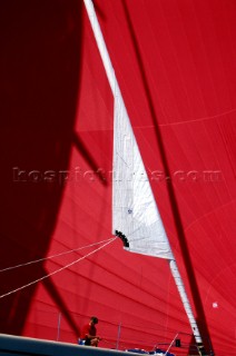 Headsail furler & red spinnaker