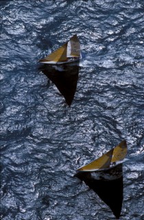 Stars & Stripes leads Kiwi Magic during the Americas Cup in 1987