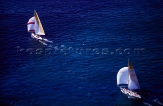 Stars & Stripes leads Eagle during the 1987 Americas Cup