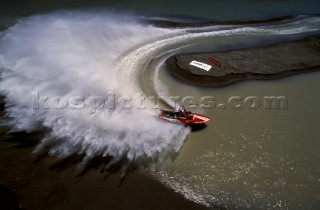 Jet boat racing a time trial in Australia