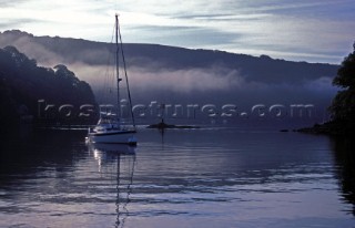 Yacht moored on the River Dart